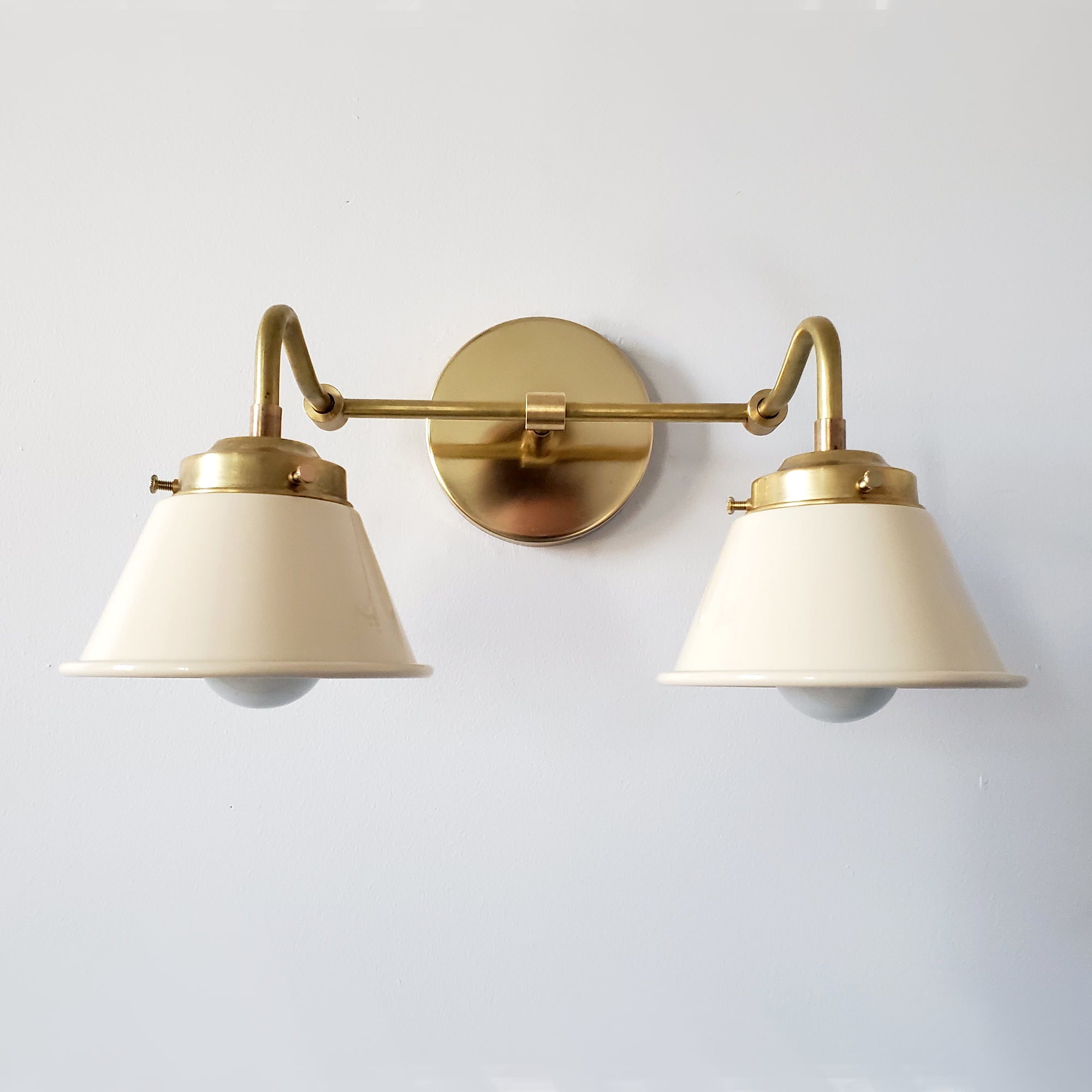 Modern Double Cone Brass Sconce - Accent Lighting For Bathroom & Hallway