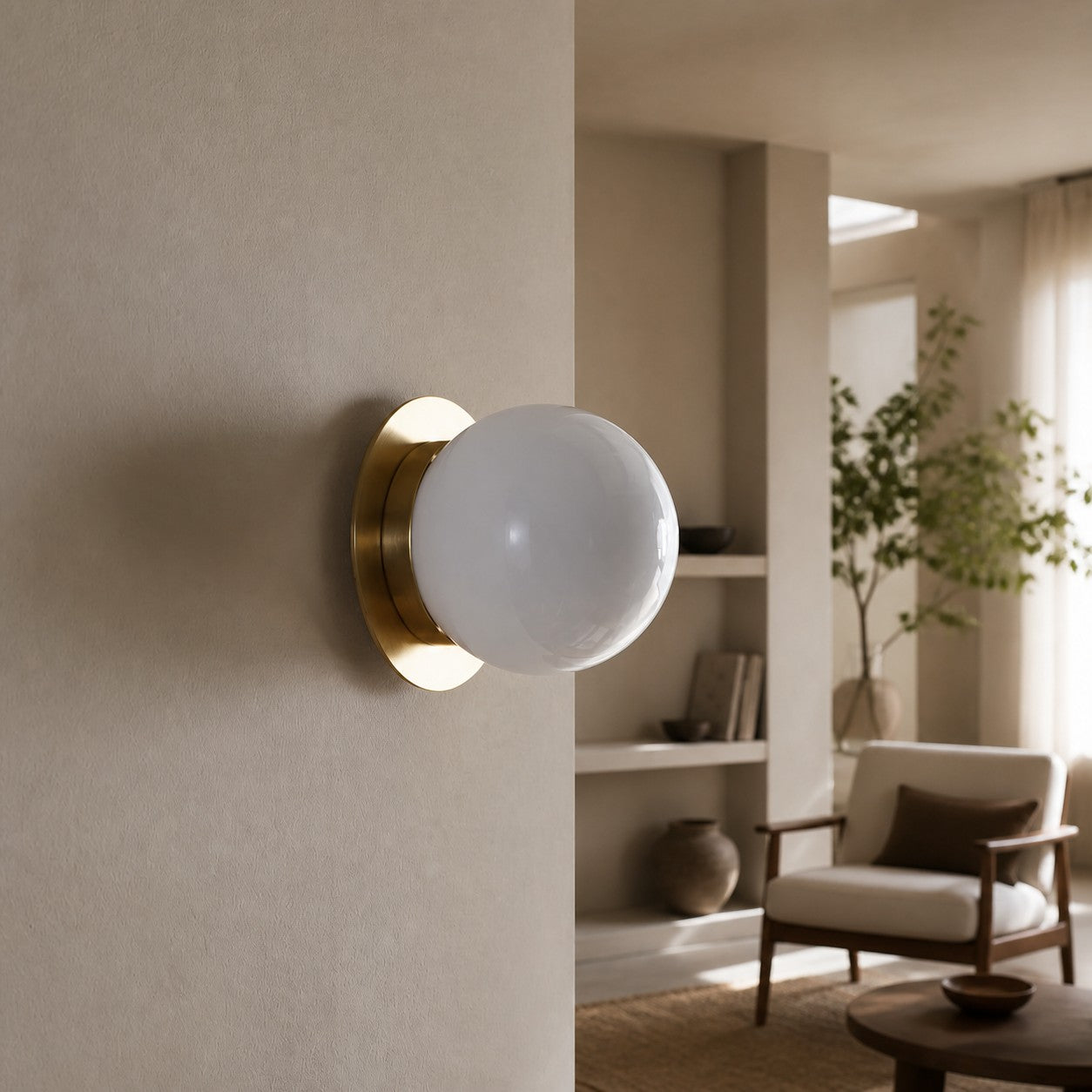 Rivolence Wall Sconce – Antique Brass Milk Glass Light