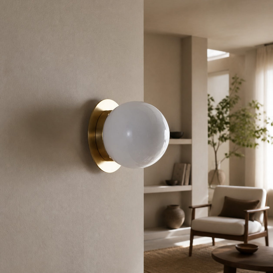 Rivolence Wall Sconce – Antique Brass Milk Glass Light