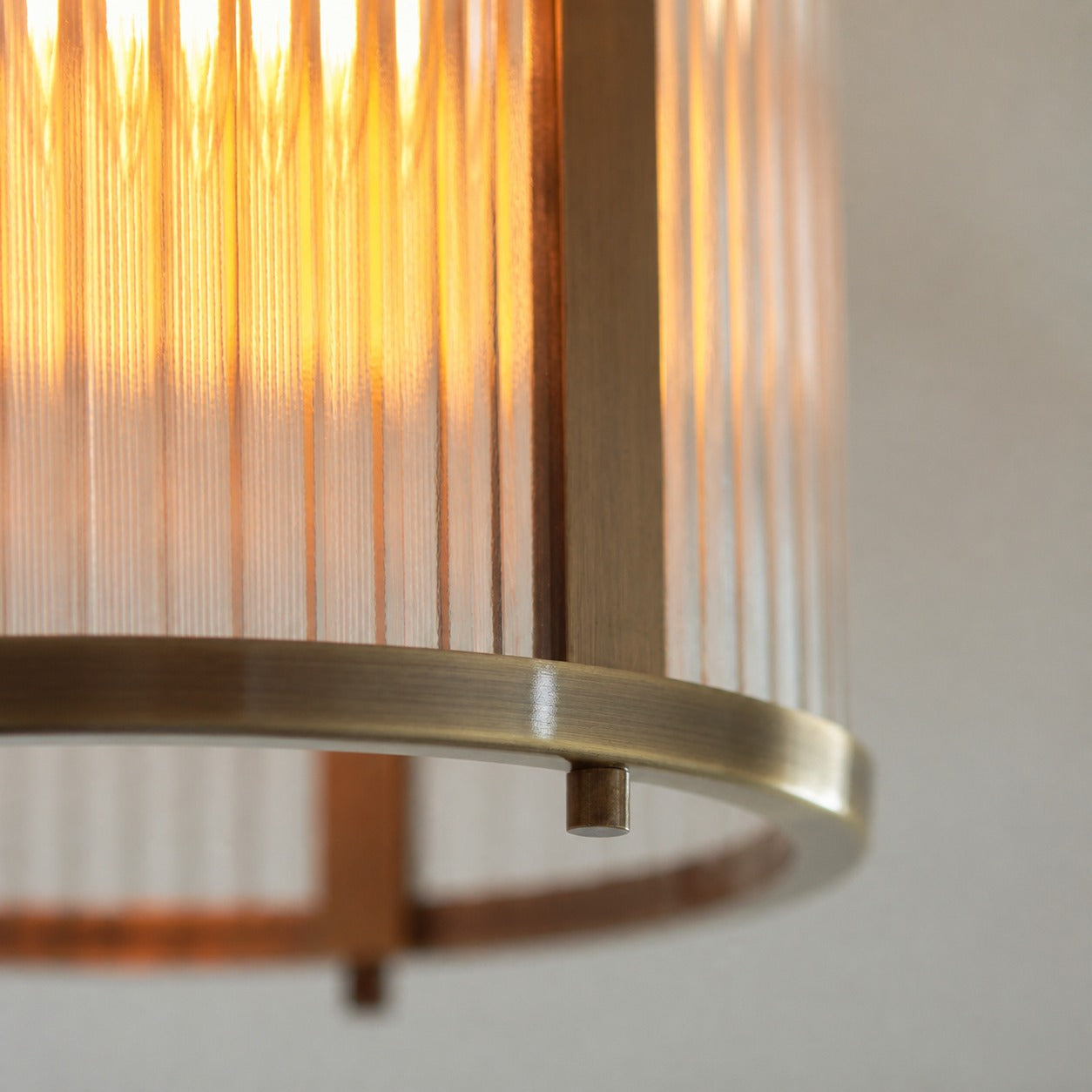 RibGlow Ribbed Glass Pendant Light - Antique Style Pendant Light for Dining Room