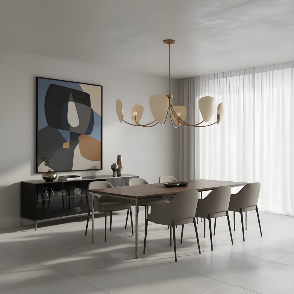 Shella Artistic Chandelier – Curved-arm Design for Dining rooms or Living Rooms