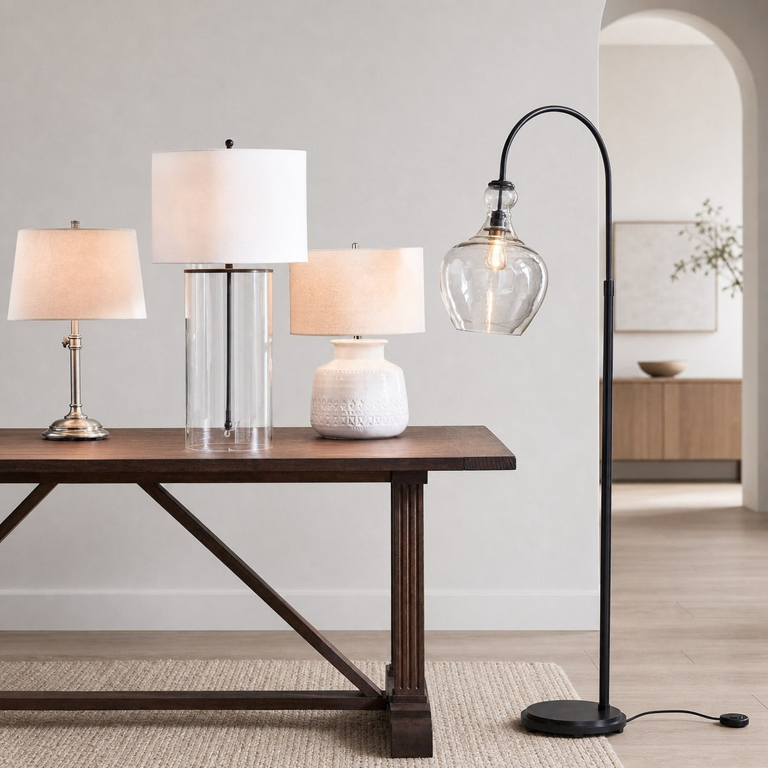 Lawson Recycled Glass Floor Lamp - Unique Brass Finish Aluminum Lighting