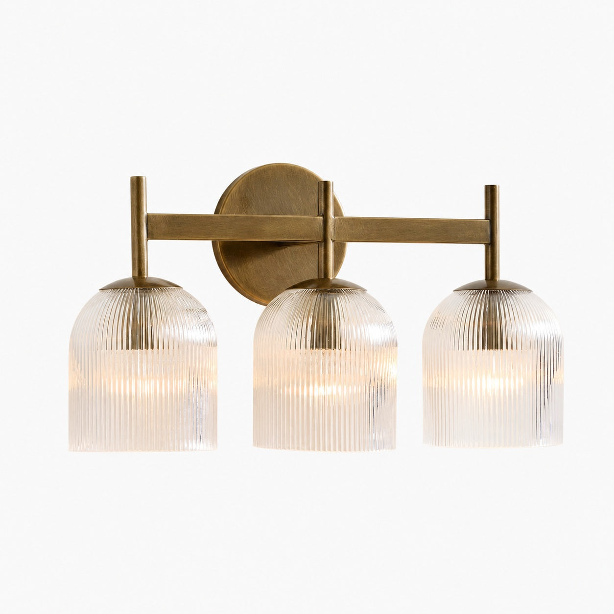 Bravira Ribbed Glass Sconce - Metal Wall Light with Clear Glass Shade