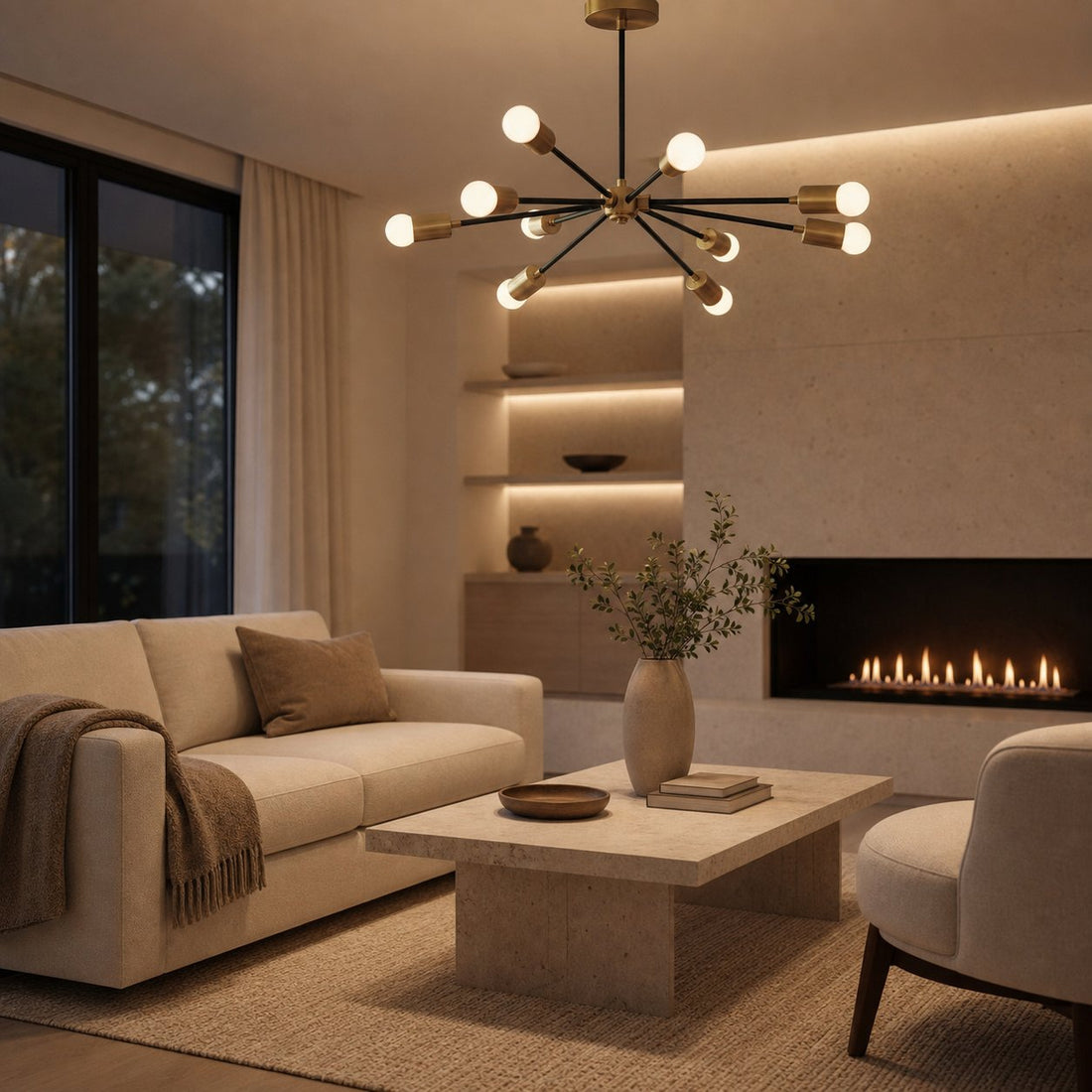 Mobilux Line Modern Chandelier - Mid Century Ceiling Light Fixture