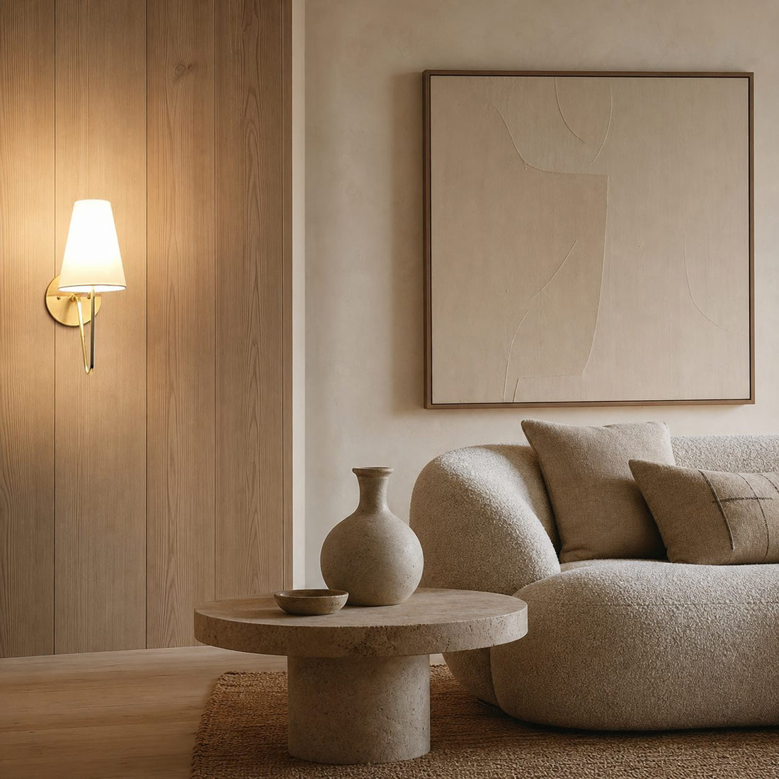 Organic Glass Scoop Wall Light – Minimalist Modern Decorative Ambient Sconce for Living Room