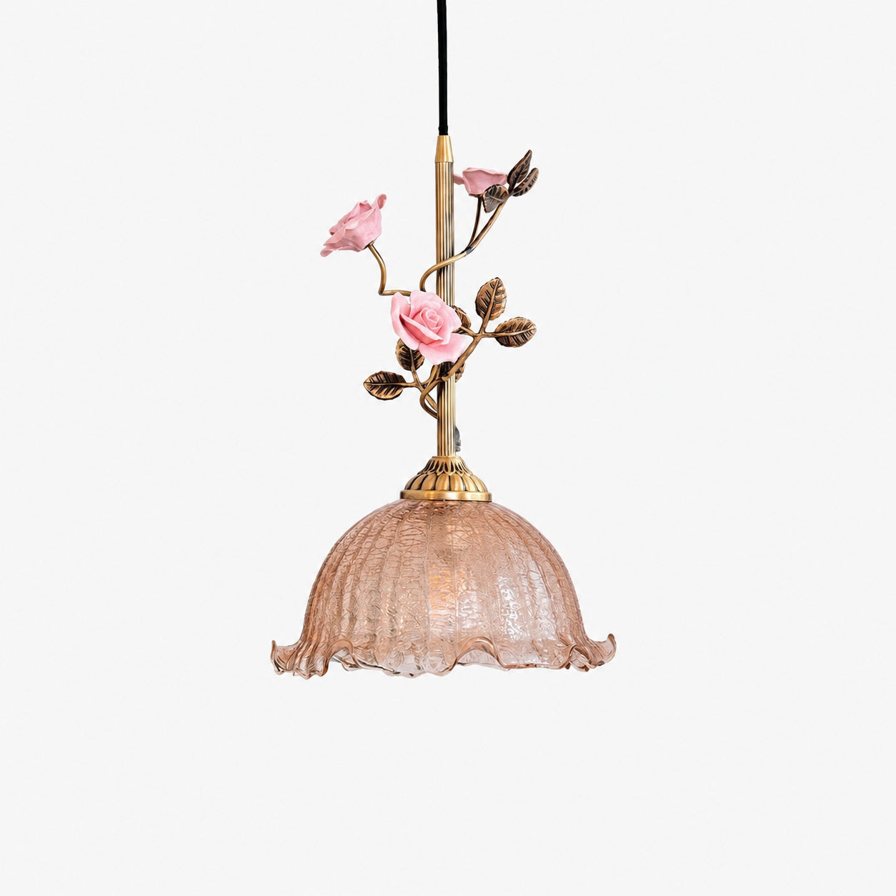 Lalique Rose Glass Pendant Lamp