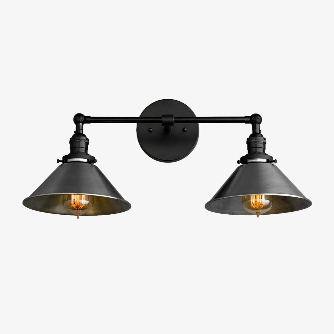 Conique Metal Two-Light Industrial Vanity Sconce – Wall Fixture for Bathroom & Hallway