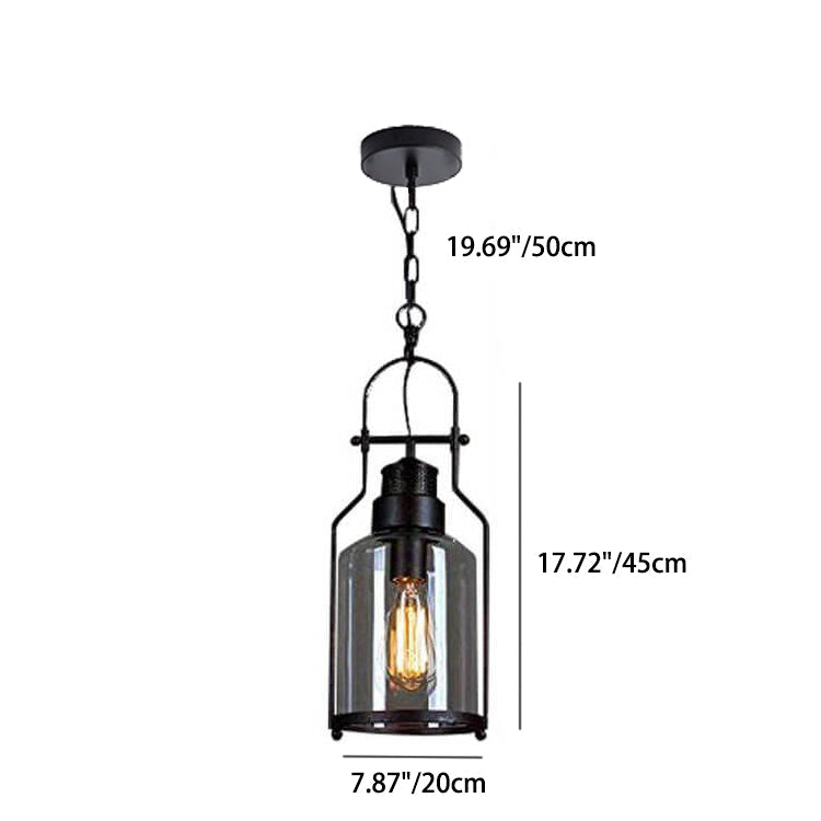 Black Bell Jar Cylinder Glass Pendant Light – Rustic Industrial Design