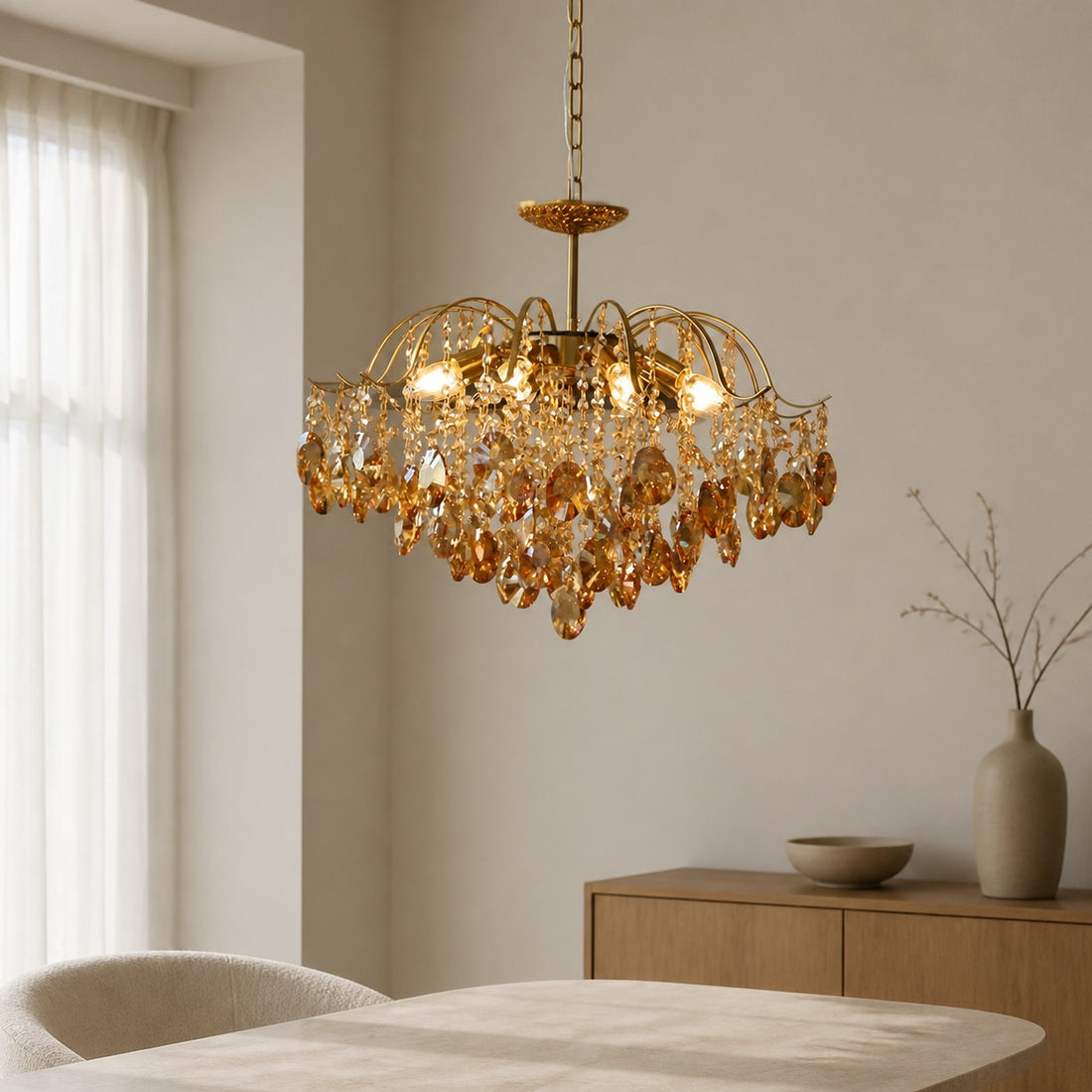 Vintage Sumptuous Teardrop Crystal Chandelier