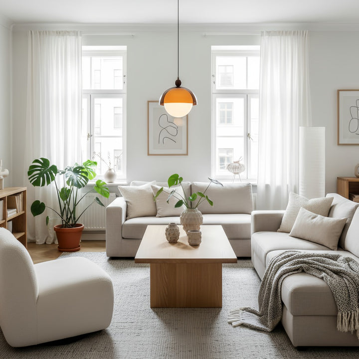 Afterglow Vintage Pendant - Hand-Blown Glass Shade Retro Pendant Lamp with Adjustable Cord for Dining Room