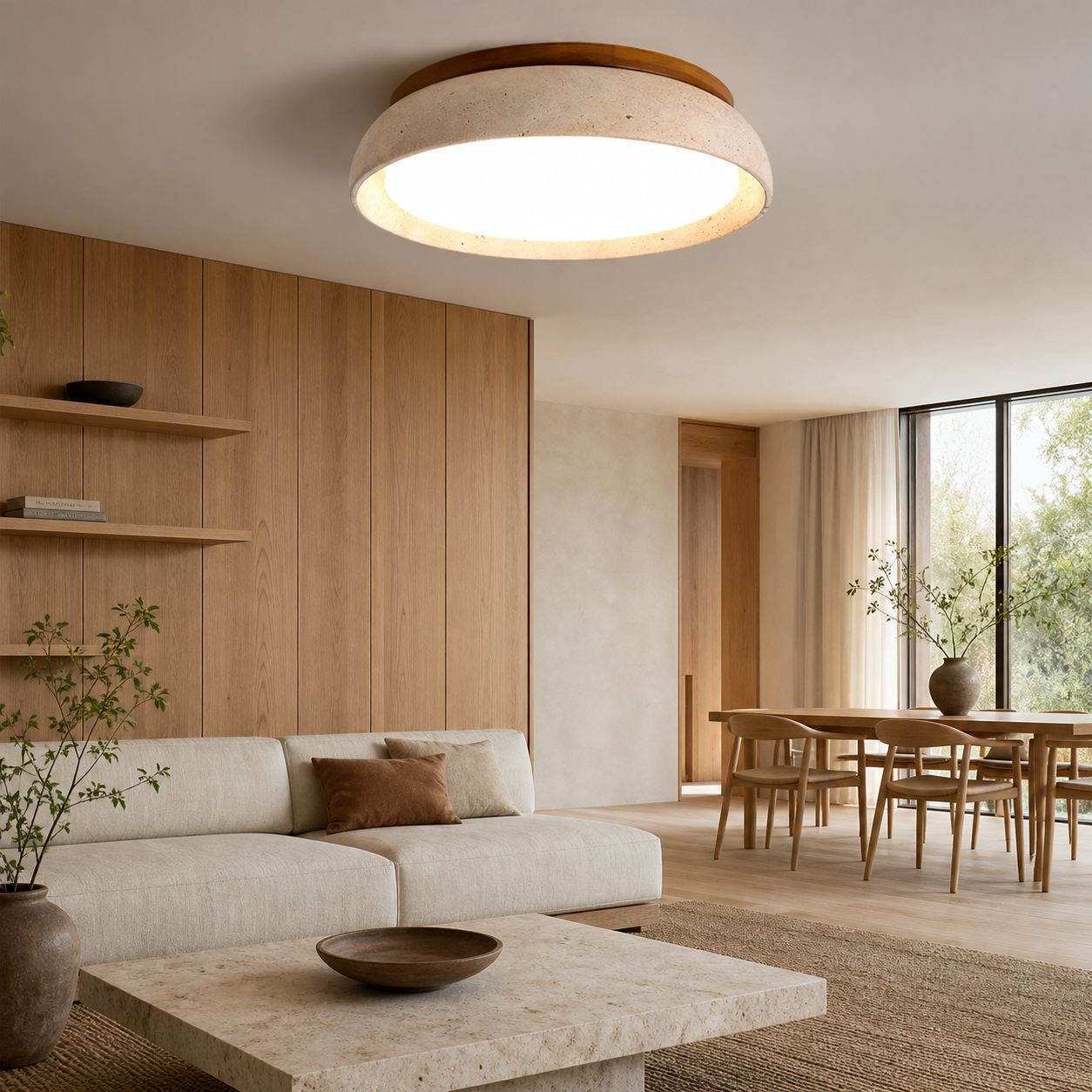 Modern Scandinavian Travertine Ceiling Light