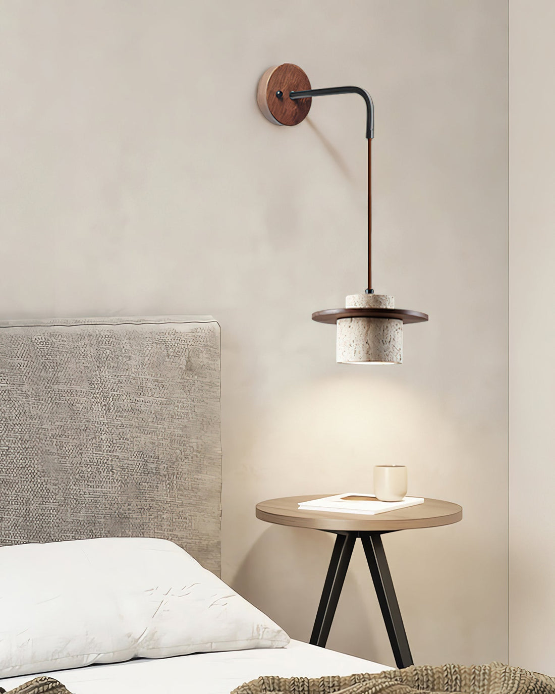 Retro Wabi Sabi Textured Travertine Wall Lamp