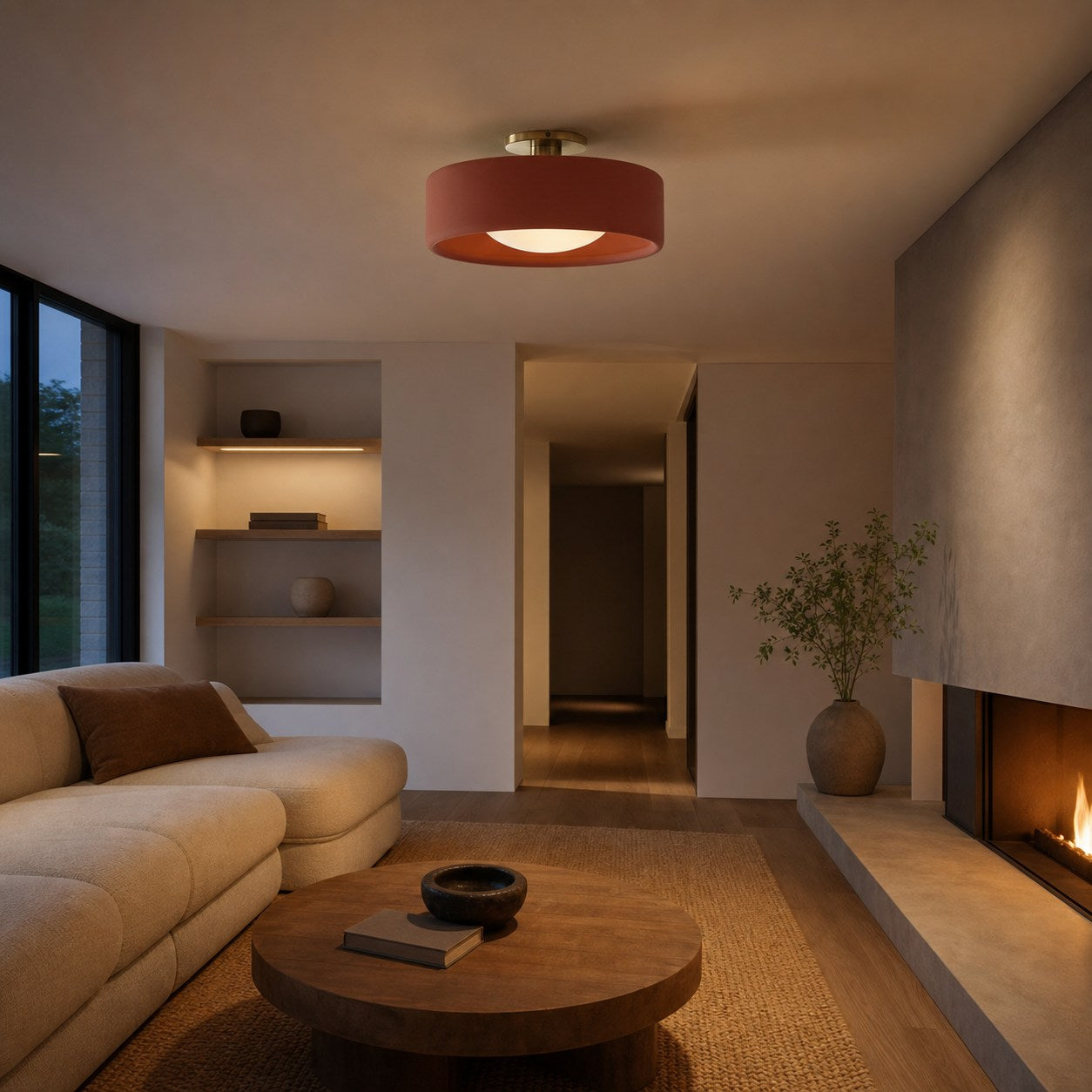 Cerova Modern Porcelain Flush Mount Ceiling Light– Elegant Ivory Shade