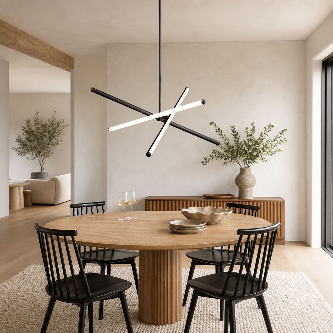 Voro Minimalist Chrome Light Rods - LED Semi-Flush Mount Ceiling Light