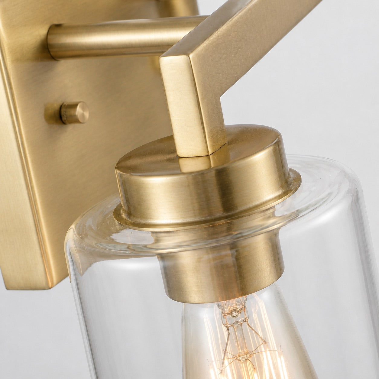 Brassiq Industrial Glass Cylinder Wall Lamp - Vintage Style Bathroom Vanity Light