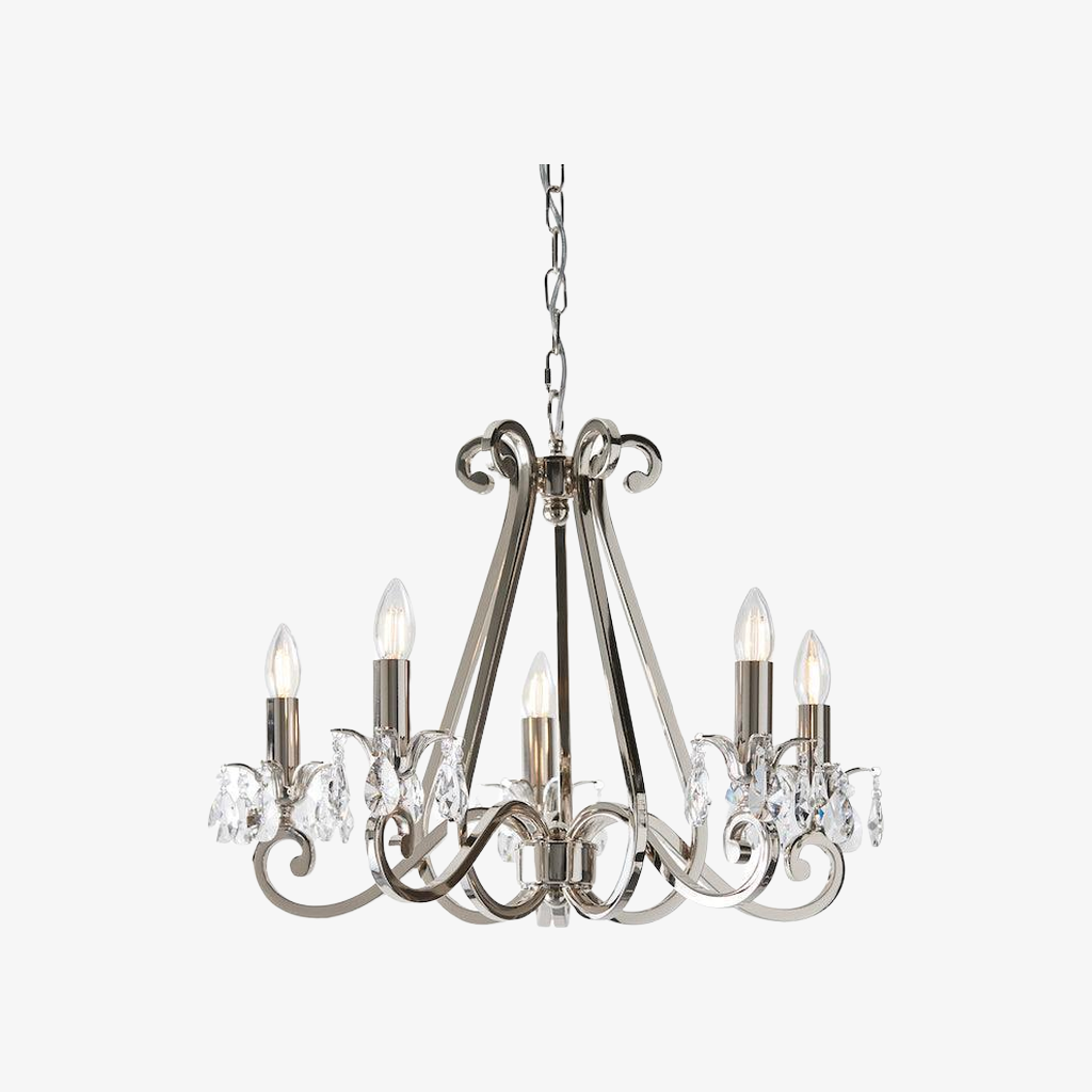 Talonis Crystal Chandelier - Traditional Candle-Style Brass and Nickel for Living Room and Dining Room