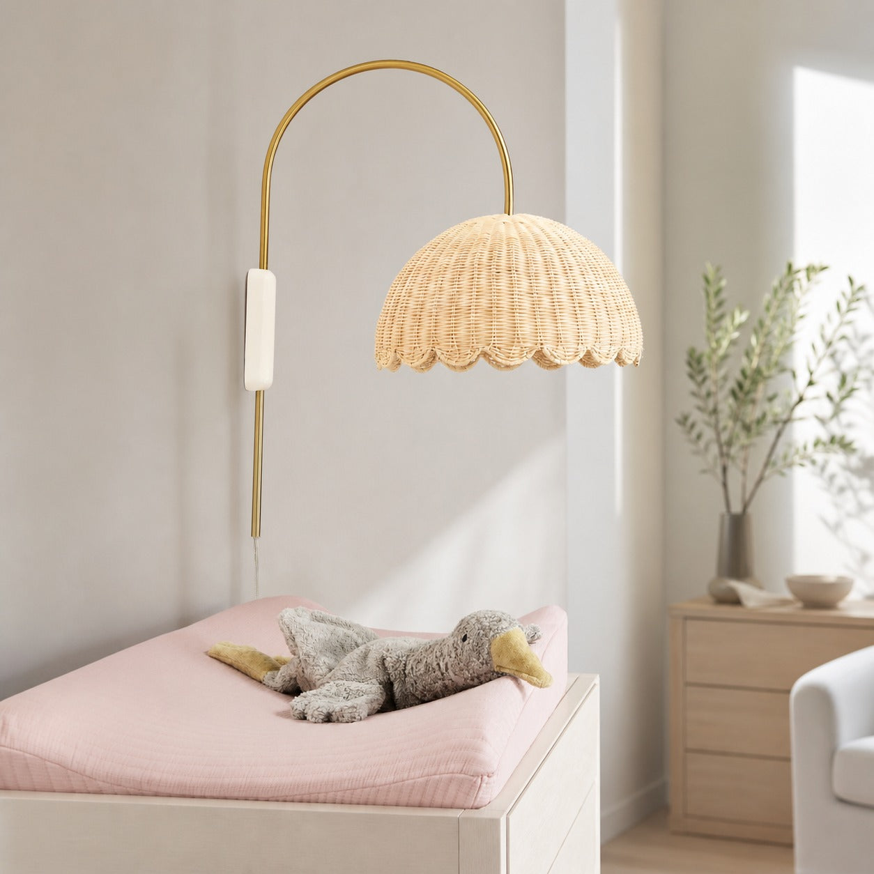 Olvara Scalloped Rattan Bubble Sconce - Whimsical Wall Lamp for Nurseries