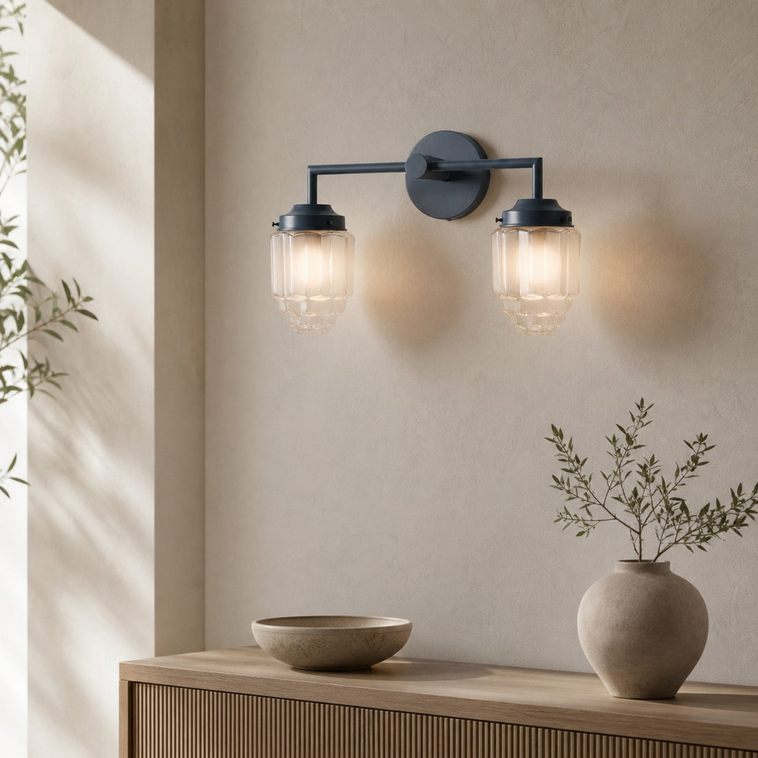 Tierlux Glass Art Deco Vanity Light - Colorful Skyscraper Globe Wall Fixture