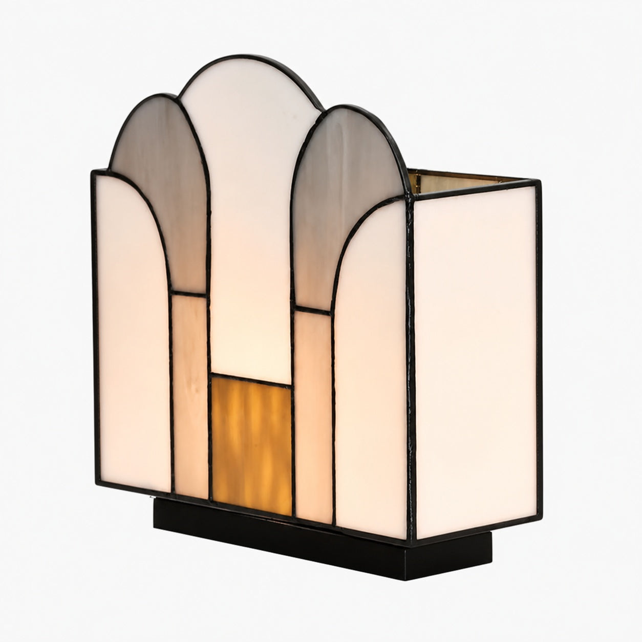 Kelsar Stained Glass Art Deco Table Lamp – Elegant Indoor Accent Light for Living Room or Entryway