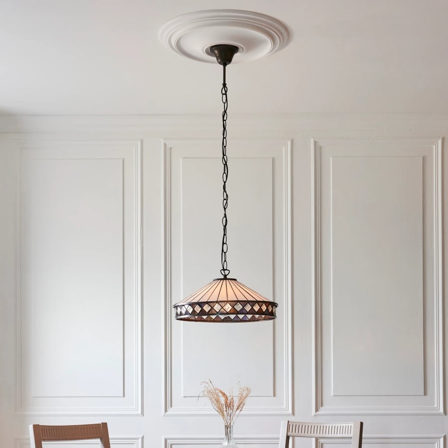 TF Fargo Pendant Light - Tiffany Style Lighting with an Art Deco Shade and Adjustable Chain