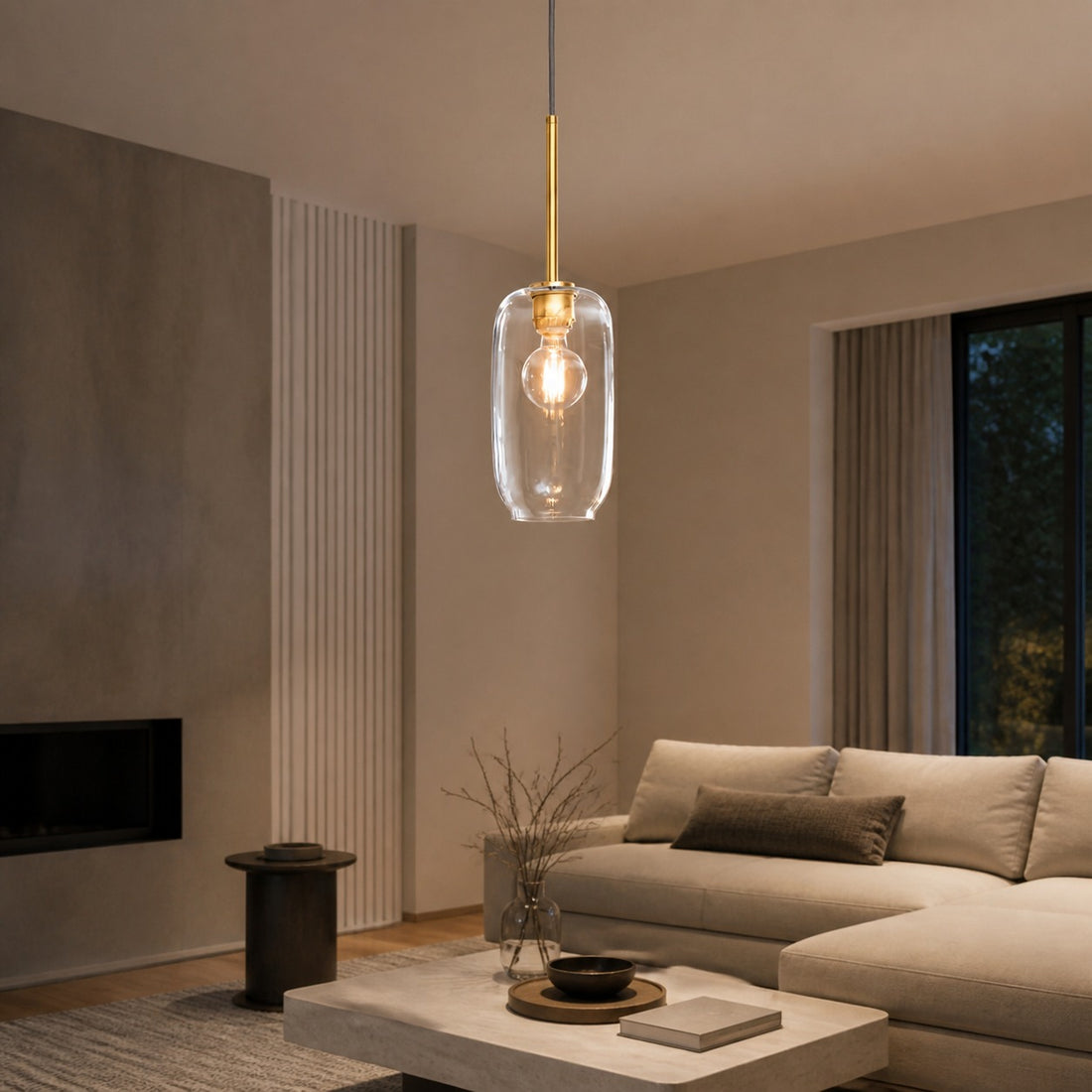 Lumivelle Pebble Pendant Light - Adjustable Glass Shade - Modern Lighting