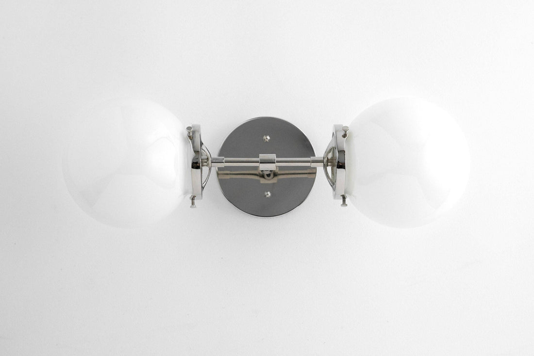 Lumio Globe Art Deco Vanity Light -  Opal Globe Bathroom Sconce