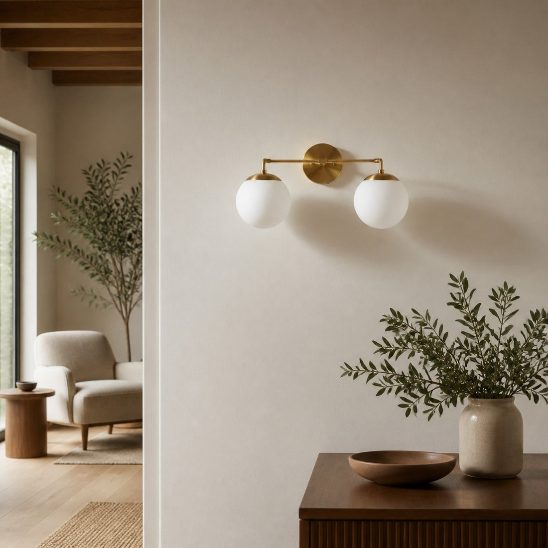 Glorica Glass Wall Sconce - Modern Vintage Vanity Light Fixture