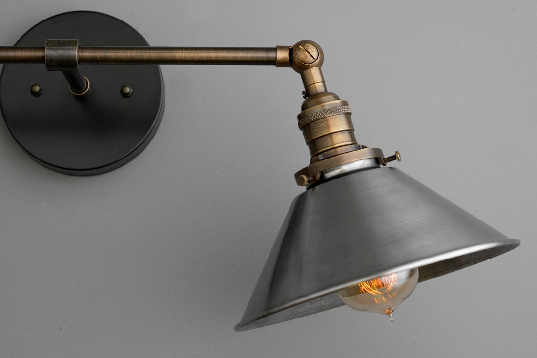 Conique Metal Two-Light Industrial Vanity Sconce – Wall Fixture for Bathroom & Hallway