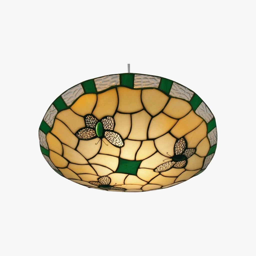 TF Butterfly Pendant Lamp - Decorative Stained Glass Pendant Light for Bedroom or Entryway