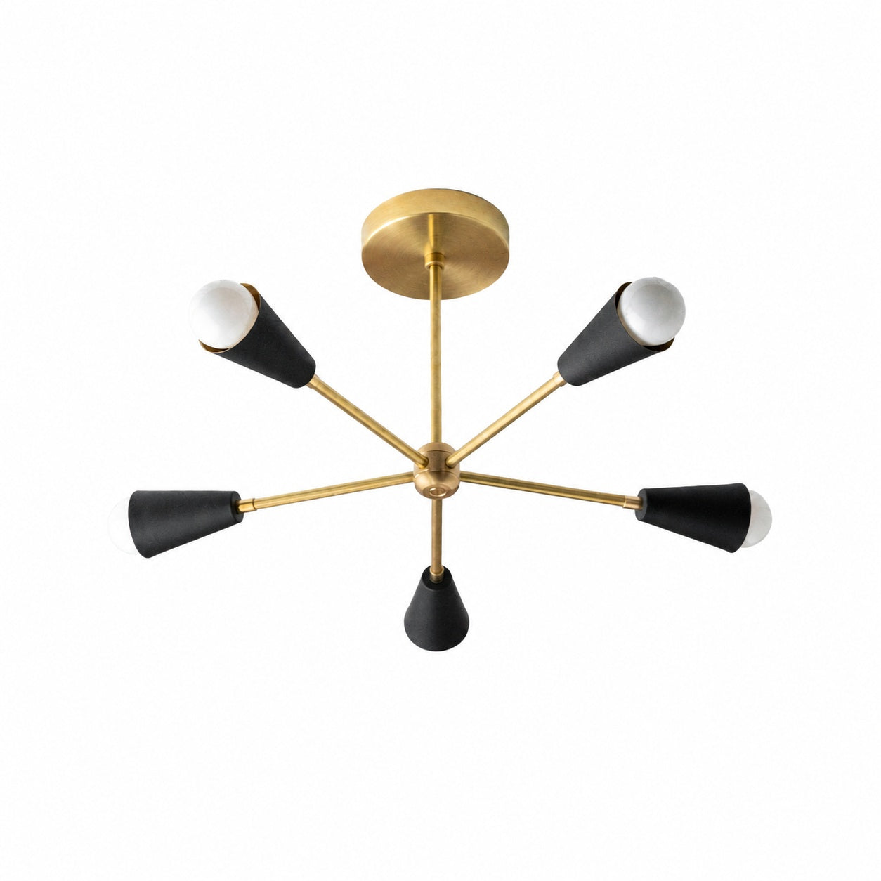 Pyralis Cone Semi Flush Brass Chandelier - Gold Modern Sputnik Light Fixture