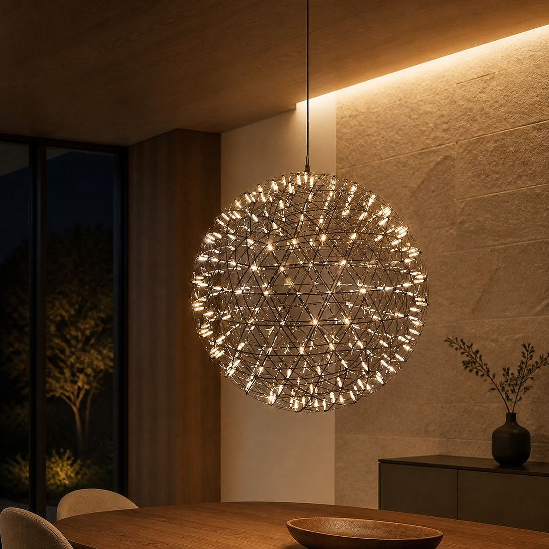Silver Spark Ball Pendant Light