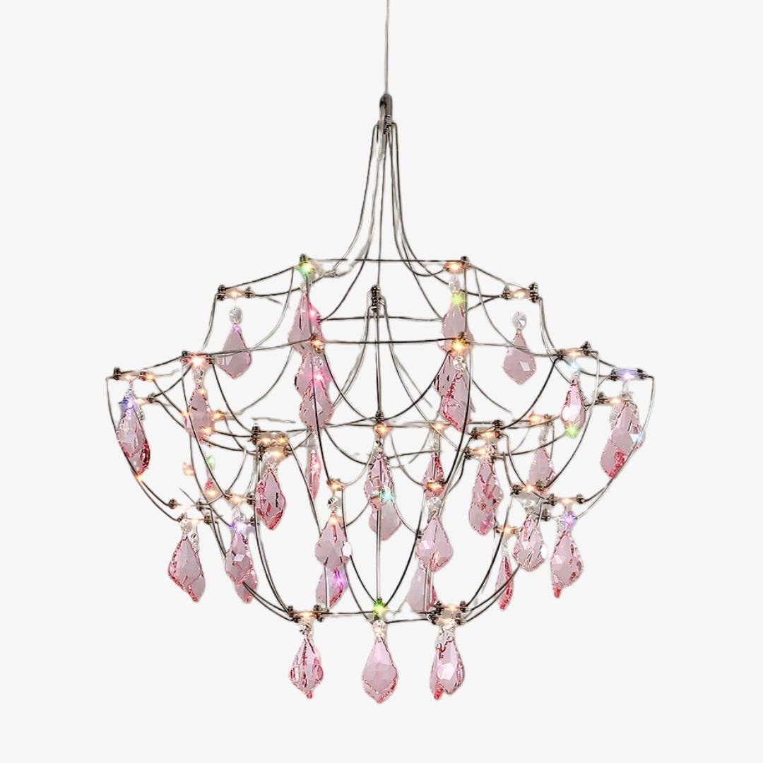 Crynora French Crystal Chandelier - Romantic Firefly Design in Luxe Style for Dining Room or Bedroom