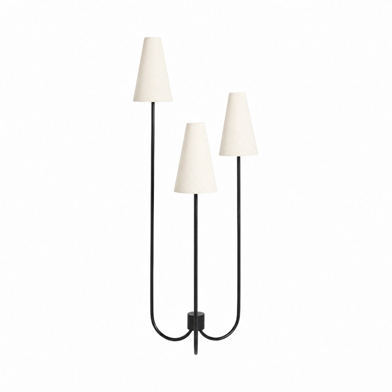 Cordove Three-Tapered Shade Floor Lamp – Modern minimalist Metal Fabric Light for Living Room