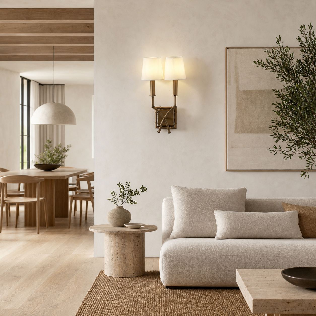 Double Arm Bamboo Sconce