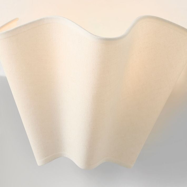Oslan Modern Plug-In Sconce - Scalloped Ivory Linen Shade Wall Lamp