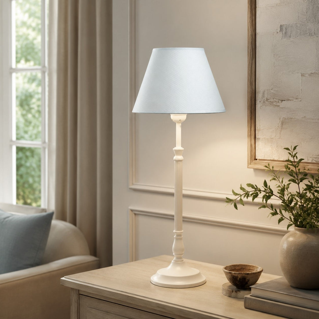 French Country Fabric Metal Table Lamp
