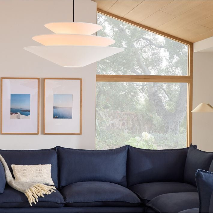 Solivara Pendant – Linen Pendant Light – Layered Shade