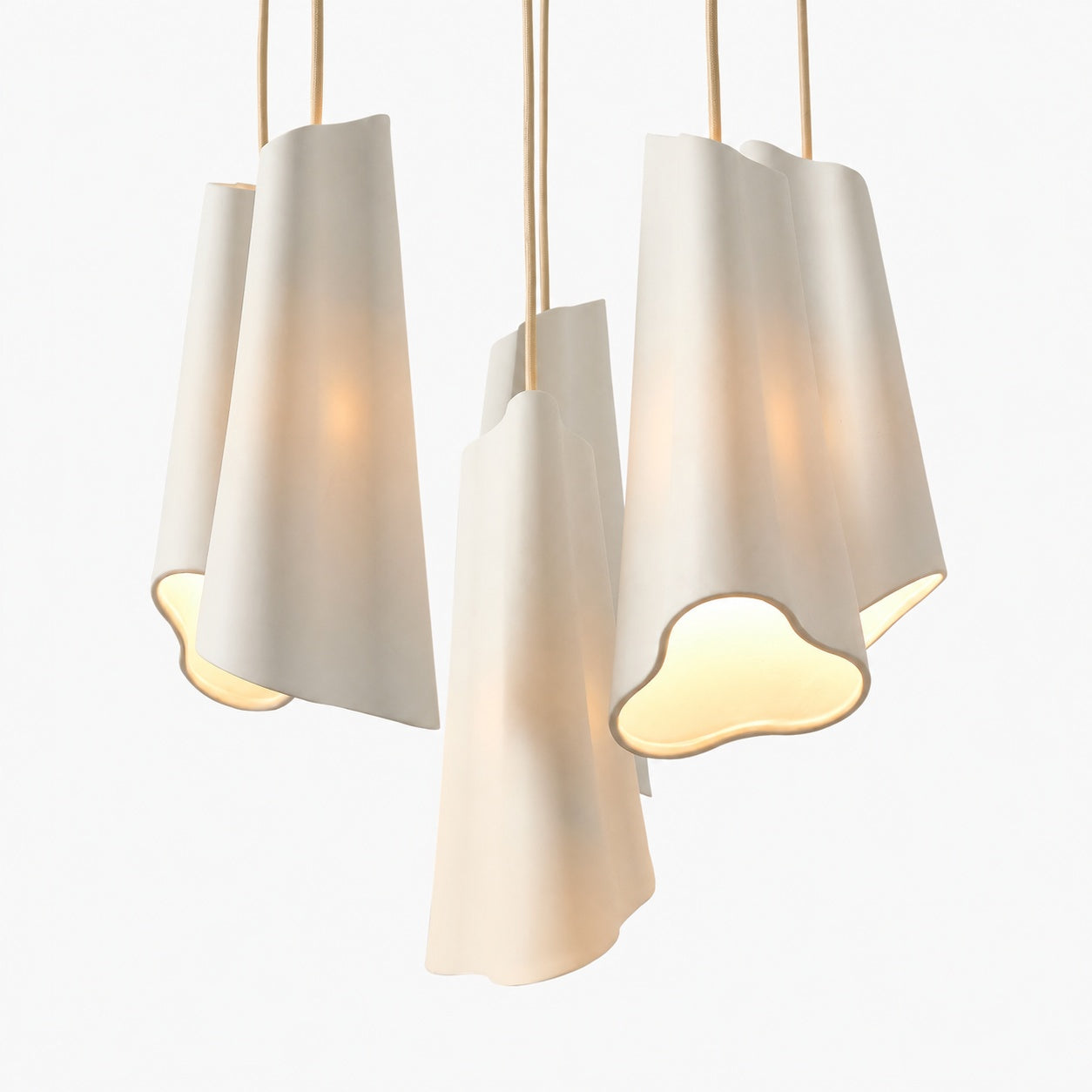 Orovia Ceramic Shade Chandelier – Iron Pendant Adjustable Height Design