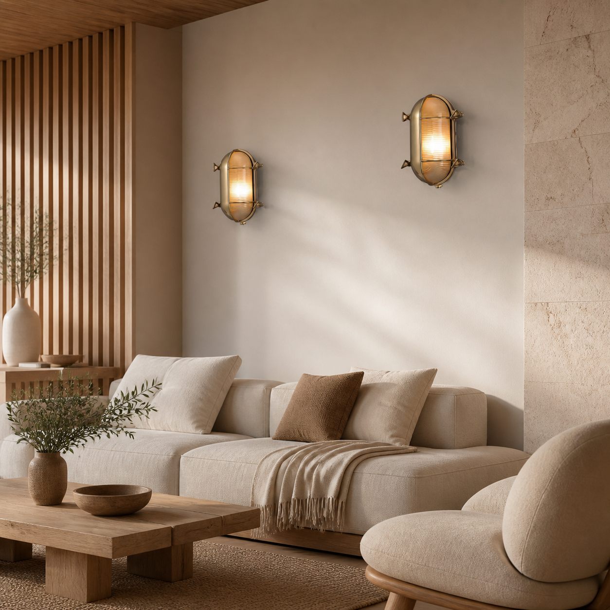 Ivoran Bulkhead Wall Sconce - Brass Caged Glass Vintage Industrial Light for Outdoor and Bathroom