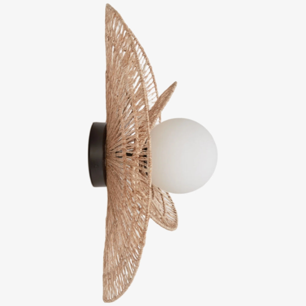 Florevian Woven Wall Sconce – Two Tier Jute Wall Sconce for Living or Bedroom