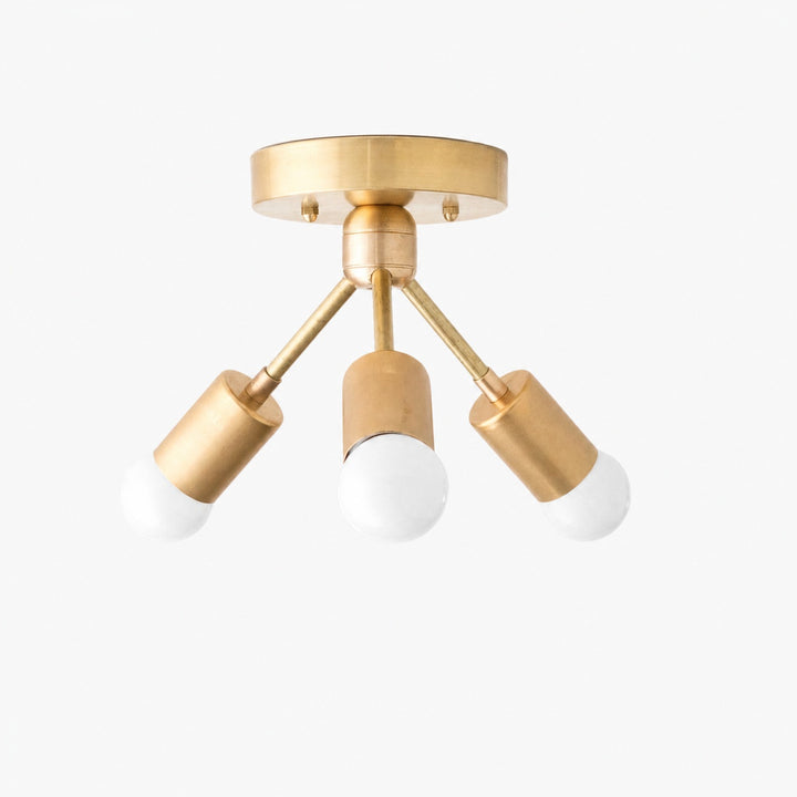 Mobilux Line Modern Brass Flush Mount - Minimalist Gold Ceiling Light for Bedroom
