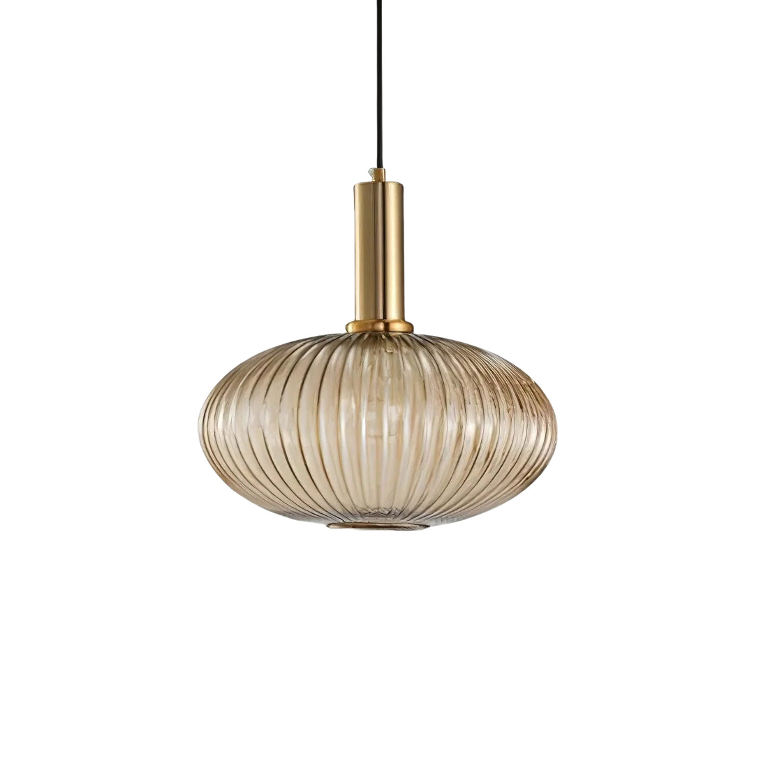 Ribbed Stained Glass Pendant Lamp – Retro Lantern Shape Hanging Light