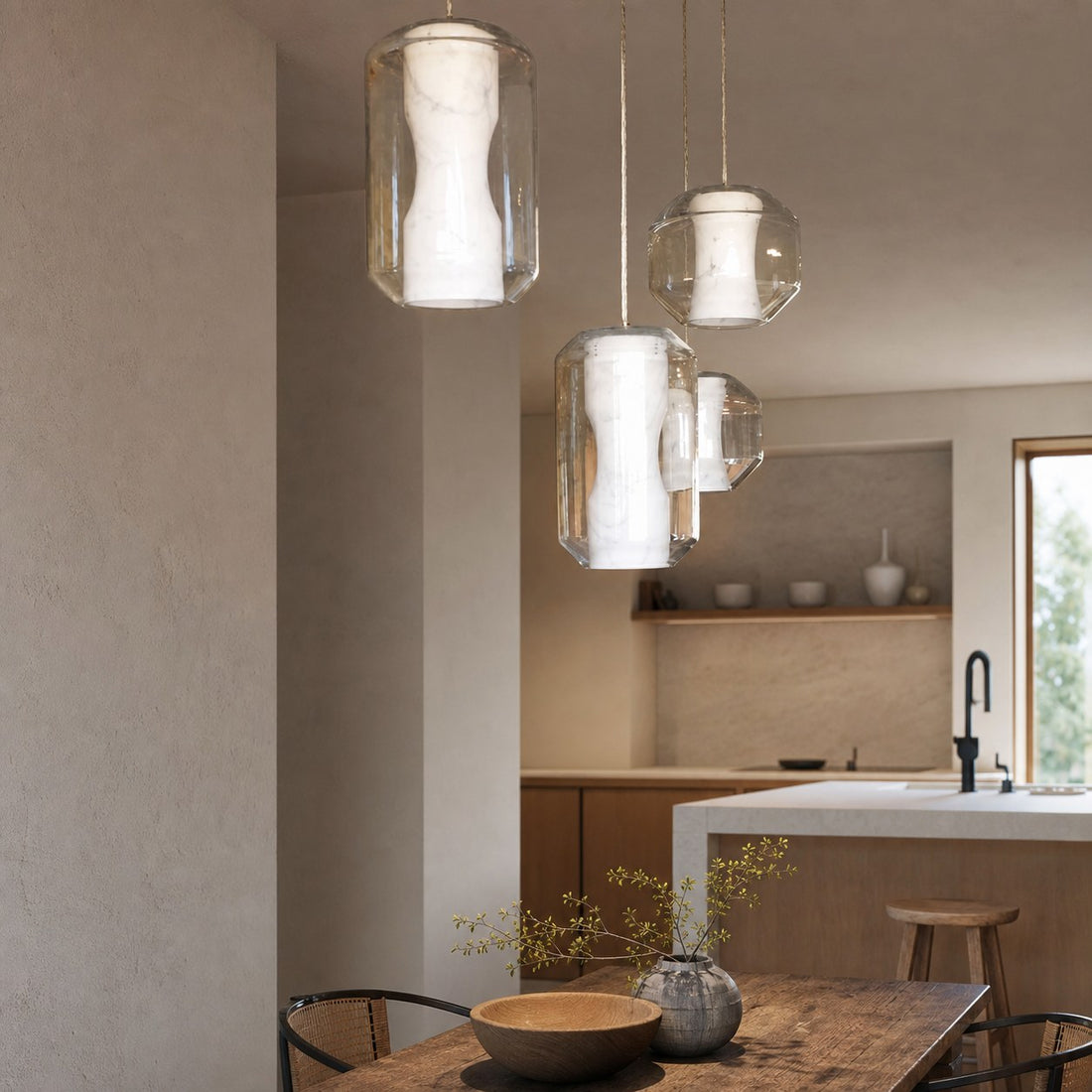 Glass Alabaster Pendant Lamp