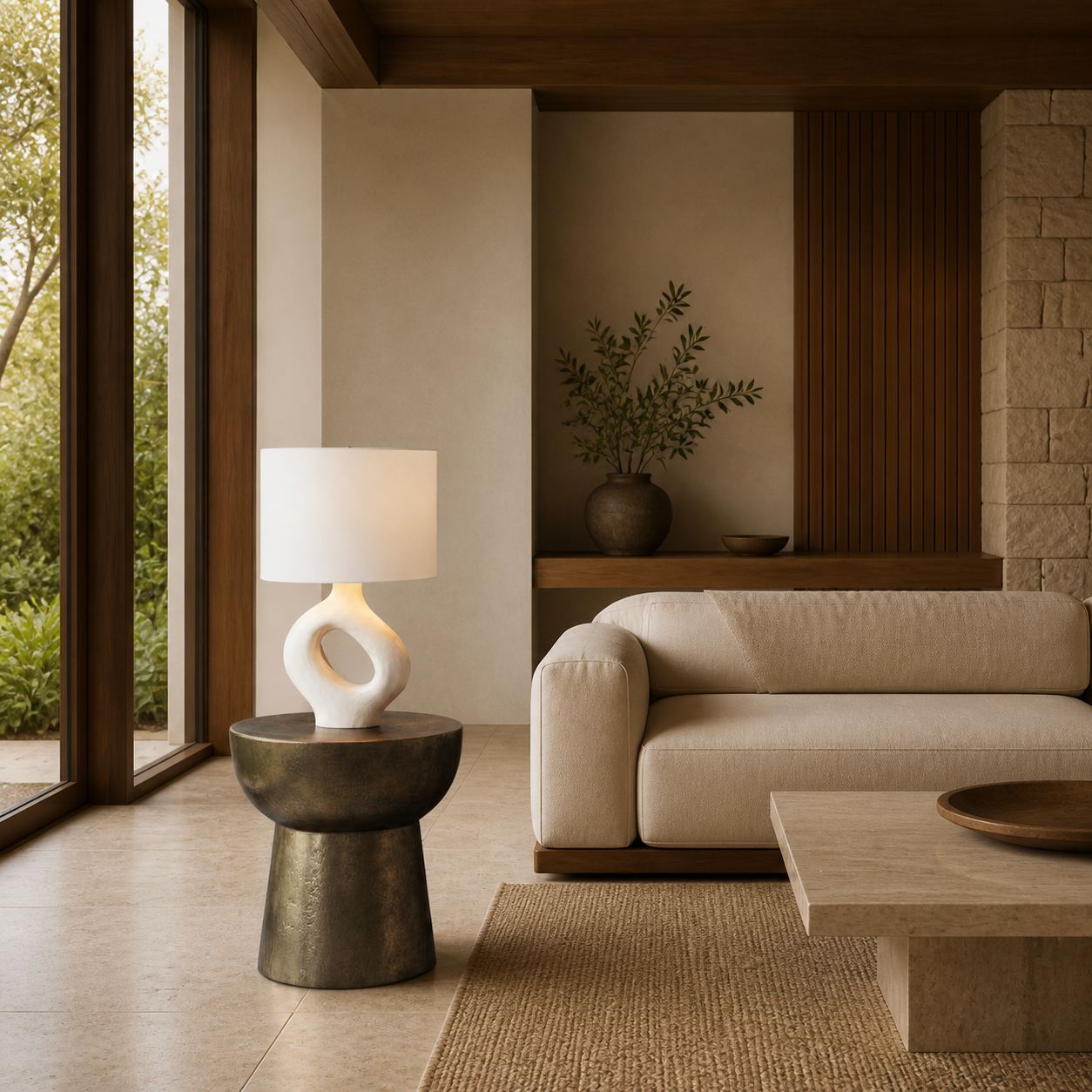 Ceruna Table Lamp with Ceramic Body and Textured Finish for Bedroom or Living Room
