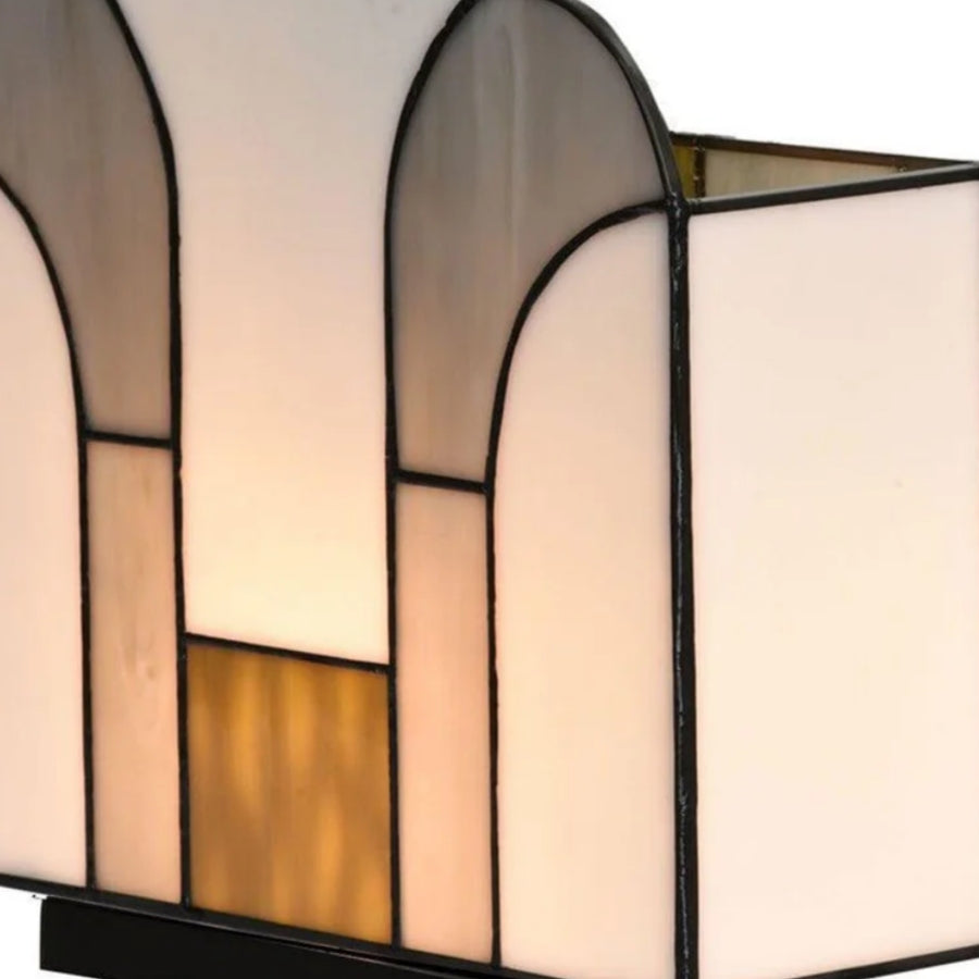 Kelsar Stained Glass Art Deco Table Lamp – Elegant Indoor Accent Light for Living Room or Entryway