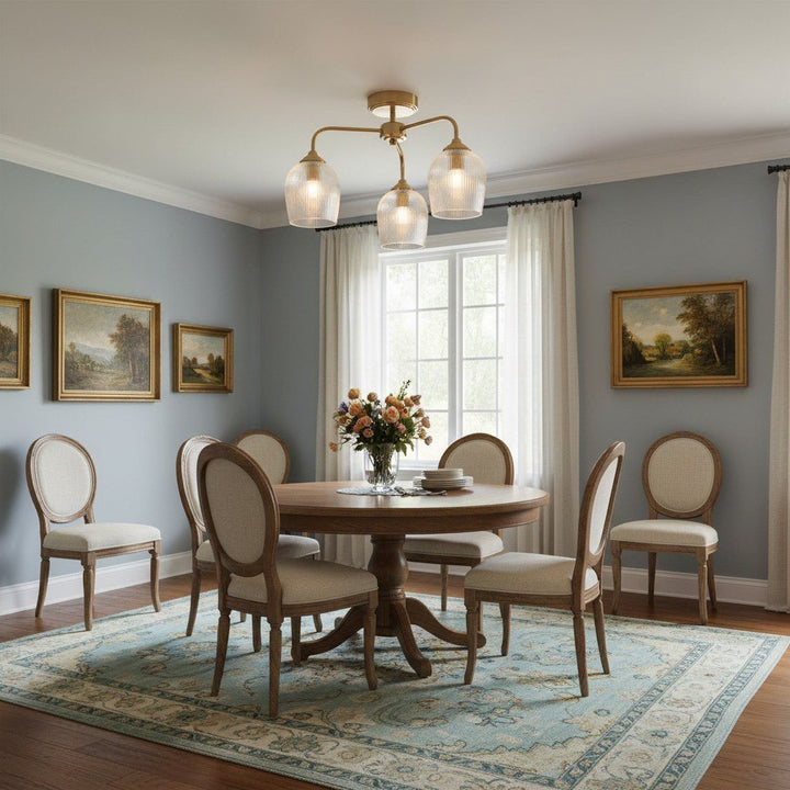 Brazara Multi-Light Glass Shade Pendant Lamp – Curved Metal Arms for Modern Homes