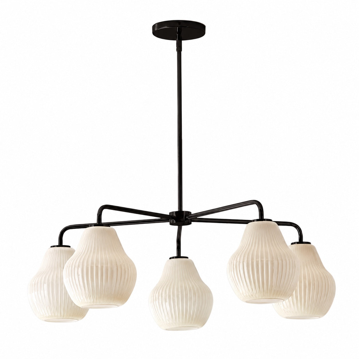 Rivrona 5-Light Chandelier for Entryway - Ribbed Glass Modern Lighting