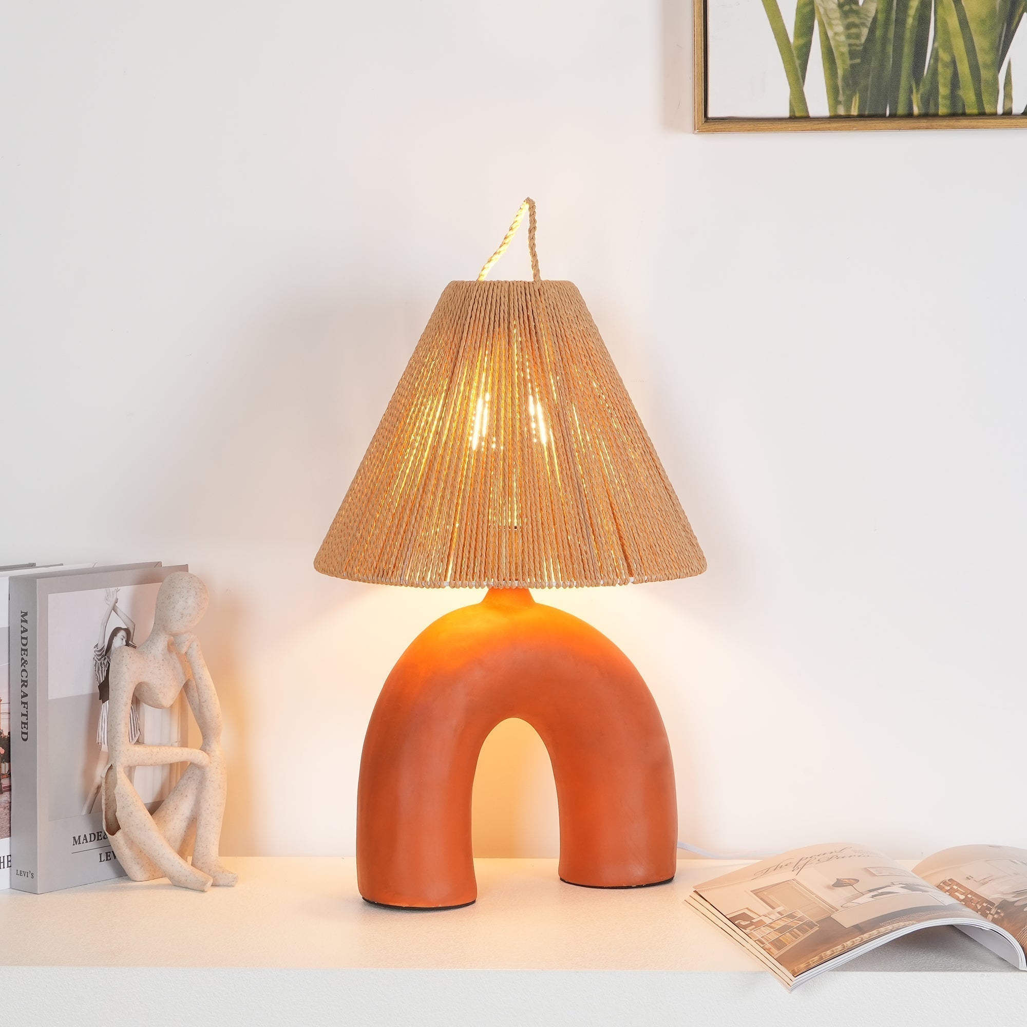 Arch - Shaped Straw Hat Table Lamp