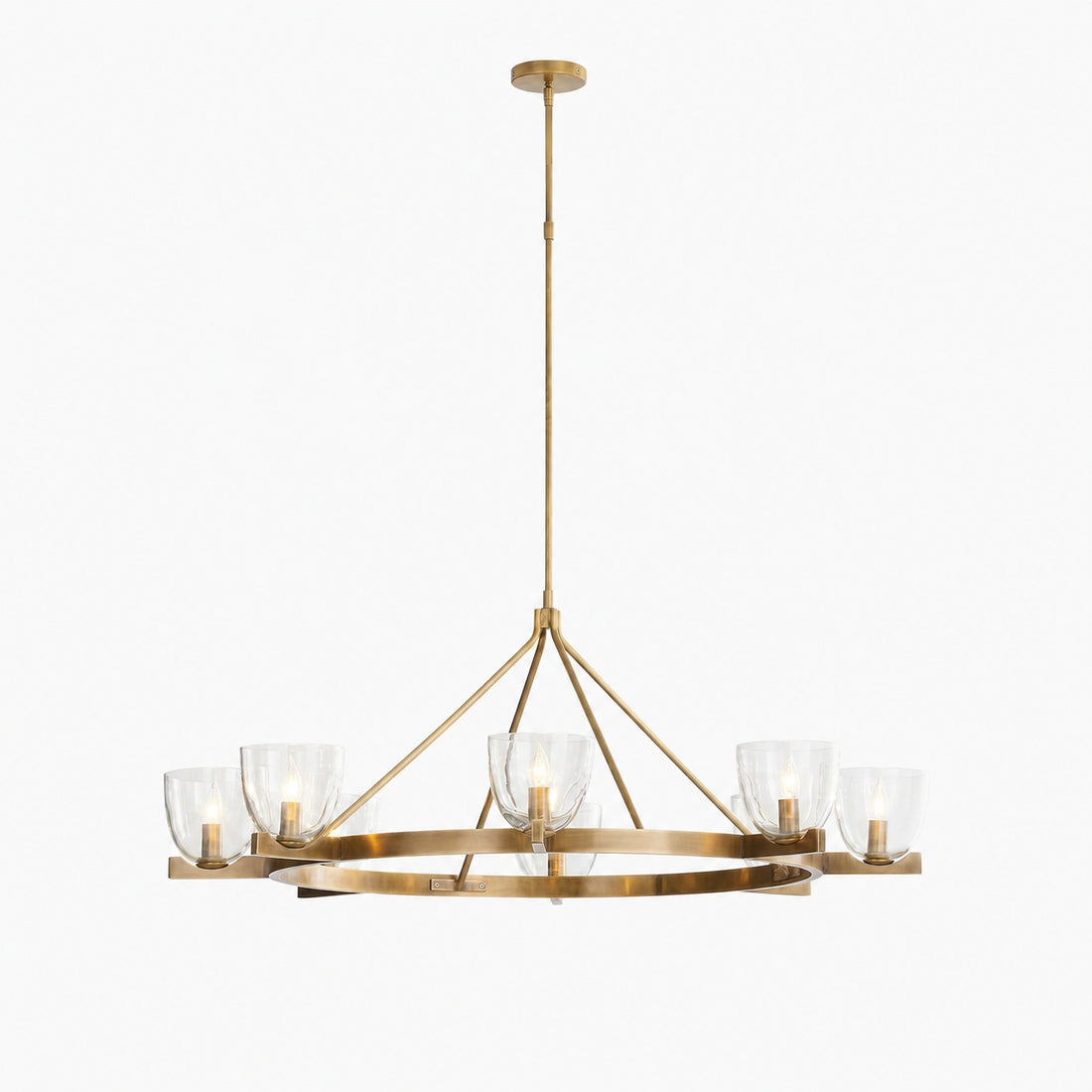Auria Hand-blown Glass Metal Chandelier - Contemporary Brass Design