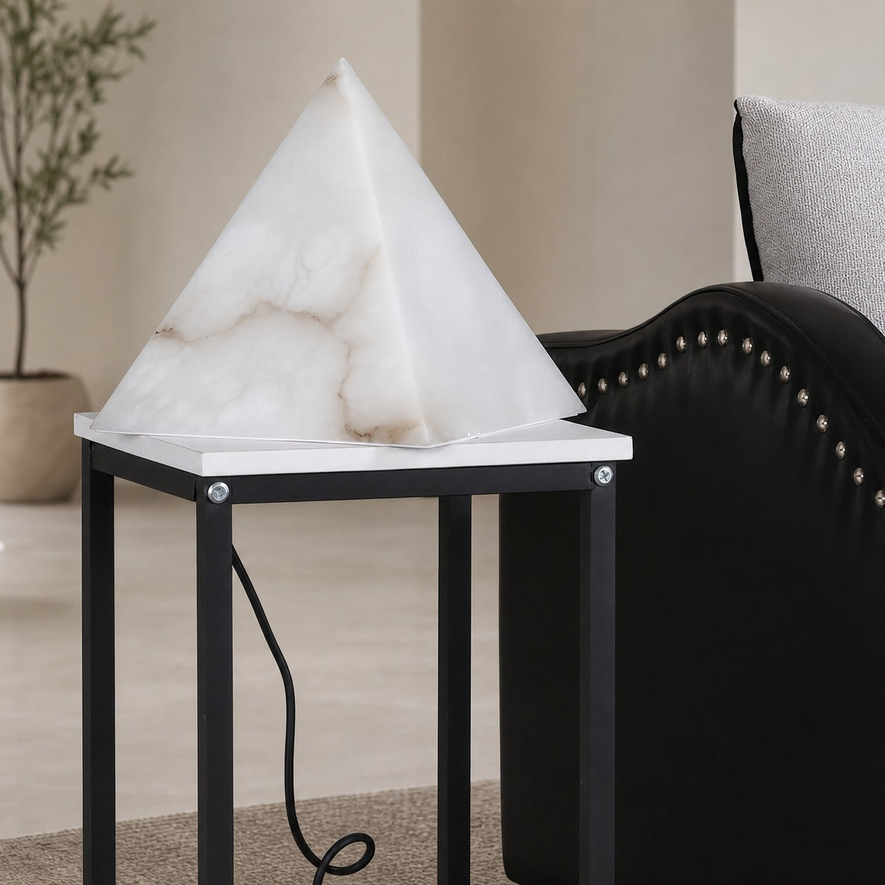 Alabaster Pyramid Table Lamp